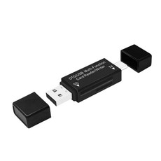 2 포트 OTG 어댑터 USB 메모리 카드 리더기 2 in 1 디자인 휴대폰 SDXC 카드용 고속 데이터 전송, 검은색
