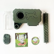 [햄달] 크레 습식 은신처 사육장 세트 크레스티드게코 도마뱀, 1세트, 소 4.정글(올리브 그린)