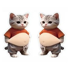 와와부 시바견 고양이 말랑뱃살 차량 문콕방지 도어가드 스티커, 땡글이고양이, 2개