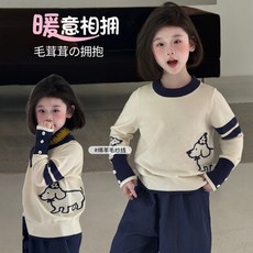 女童卡通針織衫2025秋季新款童裝綿羊毛保暖長袖親子毛衣