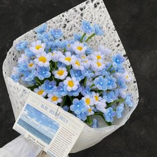 모루 꽃다발 키트 취미 DIY 공예 부케 패키지 만들기, 블루 스타 꽃다발 키트, 1개