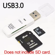 다기능 2-in-1 고속 USB 3.02.0 카드 리더기 TF+SD 지원 컴퓨터 태블릿 카메라 노트북 차량용, 01 white 3.0
