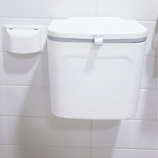 비벤너스 걸이형 쓰레기통 음식물 냄새차단 화장실 주방 미니 벽걸이 휴지통, 화이트폴7L, 1개