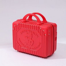 핸드 수하물 14 인치 메이크업 박스 휴일 선물 소형 미니 여행 비밀번호 박스 보관 가방, 14인치 【23.15.32】, 빨간색【福】