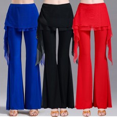 라틴댄스 나팔 치마바지 줌바 라인댄스바지 방송 사교댄스 에어로빅 왈츠 연습복, 블루 M × 블루