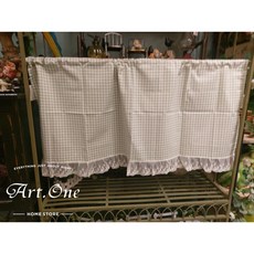 鄉村風綠格子短簾110*45CM-可訂做尺寸窗簾織品
