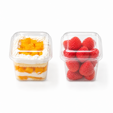 디어홈 사각 디저트컵 과일컵 + 뚜껑 세트 250ml, 1개, 20개입