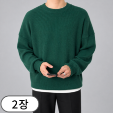 1+1 남성용 라운드 맨투맨 남자 세미 오버핏 스웨터 (3529-2)