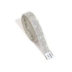 바느질 작업용 자체 접착 크리스탈 테이프 모조 다이아몬드 체인 스티커 리본 DIY 공예 스트라스 핫픽스, 6 Row (13mm), Clear, 1개