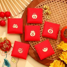 2026新年紅包袋 創意吉祥好運利是封 新年福字壓歲包, 1個, 創意吉祥6-2(方形),祝福套餐18個紅包