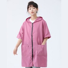 ROYALBELLE 여성 남성 공용 반팔 후드 방수 작업용 얇은 자켓 통풍 기능성 오버사이즈 외투 F0082301