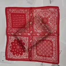 스카프 페이즐리 실크 반다나 패턴 고급 쁘띠 사각 두건 스카트 머리끈 블랙 베이지 레드