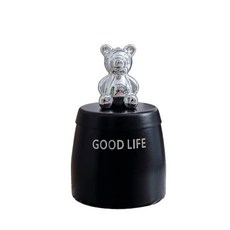 可愛小熊造型不鏽鋼桌面菸灰缸 時尚簡約, 黑色小號, 1個