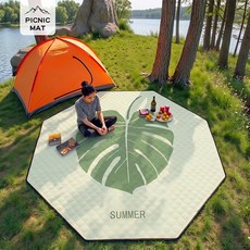 PICNIC MAT 팔각형 캠핑 매트 방습 매트 도톰 아웃도어 방수 캠핑 텐트 매트, 녹색