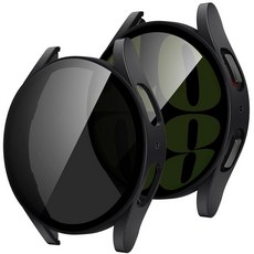 Tensea [삼성 갤럭시 워치 울트라 2025/갤럭시 7 2024용 2팩 47mm 액정보호필름 케이스 액세서리 47mm용 보호 페이스 커버 하드 범퍼 내장 강화 유리 필, Galaxy Watch 6-44mm, 블랙 (프라이버시 스크린-1팩)