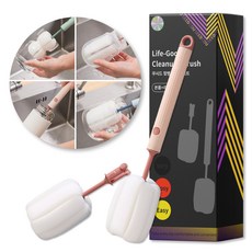 쿠시드 심플 파스텔 분리형 텀블러 젖병 세척솔, 핑크, 1개