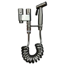 馬桶沖洗噴槍 不鏽鋼加壓噴槍 伸縮軟管 全套組 免治沖洗器 衛浴噴槍 婦洗器 洗馬桶 浴室清潔工具, 槍灰色