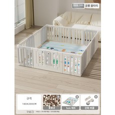 파워쇼퍼 플레이가드 유아 정글짐 안전 아기 울타리, 1개, 노르딕 그레이 180 x 200 +1cm