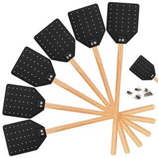 Sotiff 실내 및 실외용 가죽 파리 채찍이 6팩 나무 손잡이가 있는 튼튼한 파리채 50cm(19.75인치) 길이의 손잡이 채찍이 걸이용 로프가 파리 모기 꿀벌용 러, Black