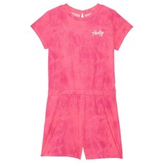 Hurley 여아용 반소매 롬퍼 (큰 어린이) 하이퍼 핑크.