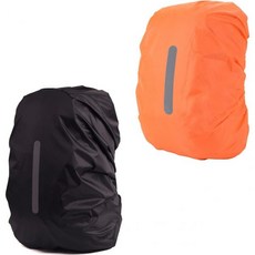 배낭 레인커버 가방 방수 백팩 배낭용 레인 커버 2팩 자전거하이킹용 반사 스트립 ， 포함, 1 Pcs Black + 1 Pcs Orange, M (For 25L-40L backpack)