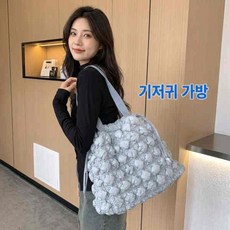 엠보싱 스트링 다이아 엠보 숄더 패딩 가방 토트백 보부상백 큰가방 여성 여자 에코백 기저귀가방 천가방, 브라운