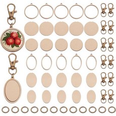 프리블로스 12개 미니 나무 자수 후프 열쇠고리 작은 후프와 DIY 귀걸이 후크 보석 제작 용품