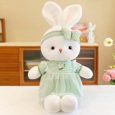 당신의 행복 귀여운 리본 토끼 인형 애착인형, 1개, 그린, 40cm