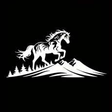 산과 말 데칼 비닐 자동차 스티커 창문 산 야생마, 1. white