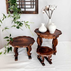 차렌시아 꽃모양 개다리소반 호족반 (6사이즈) 전통 미니 교자상 다과상 셀프 돌상 백일 촬영, 원목