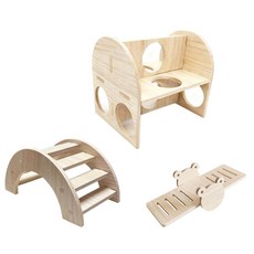 우드 햄스터 하우스 재미있고 작은 은신처 드워프 게르빌 쥐 동물용 탈착식 오두막소형 햄스터에만 해당 148104, 장난감 3개