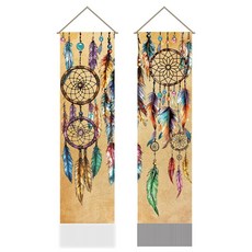 2개 침실 및 거실 장식용 폴리에스터 벽걸이 태피스트리 직사각형 깃털 무늬 1160x330mm, 혼합색