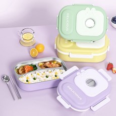 316不鏽鋼 保溫 分格 便當盒 學生 餐盒, 粉色,316不鏽鋼-2格【加購送餐具】, 1個