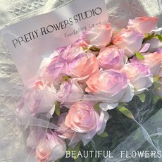 皇運之家百貨店 假花仿真花超自然高級diy玫瑰花束禮物餐桌花擺設客廳裝飾花擺件, 混色】發送客服或訂單備註44cm,【66位仙女正在拼】10只+絲帶, 1個