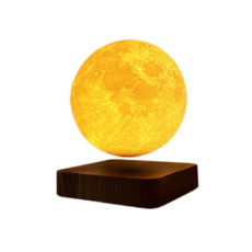 磁懸浮月球夜燈 - 浪漫創意懸浮檯燈, 14cm浪漫月球磁懸浮氣氛燈, 暖黃