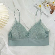 法式三角杯少女吊帶文胸 浪漫蕾絲無痕美背bra 小胸平胸背心式內衣