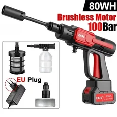 EAFC 무선 자동차 세탁기 100Bar 브러시리스 무선 자동차 정원 청소 스프레이 건 Makita 21V 배터리 용 홈, 01 빠른  Mainland, 02 80Wh  EU, 01 배터리 구동