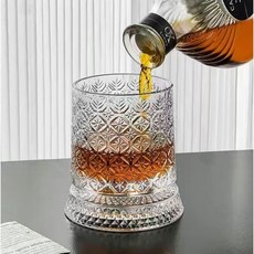 輕奢感威士忌酒杯 水晶玻璃杯 附旋轉底座燈選項, 1個, 雪花款+底座
