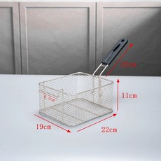 미세 튀김망 스테인리스 업소용 초밀집 거름망 감자튀김, 평면 후크 다이아몬드 구멍 플래팅 철제 6L, 1개