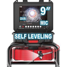 애니선 셀프 레벨링 하수도 카메라 100피트 9인치 1080P 스크린 및 DVR IP68 방수 배수관 배관 보어스코프 카메라라이트 포함 16GB 카드빨간색 케이블, 100Ft/30M/ Self Leveling, 1개