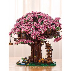 일본풍 벚꽃 나무 레고 세트 조립블록 성인레고 선물 장난감 키덜트, 벚꽃 트리 하우스 7800+, 1개