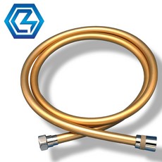 시에스메탈 PVC 튜브형 샤워기호스 물때방지 샤워호스, 골드, 2m