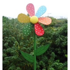 花樣渼栽盆栽生活館 花朵風車 花型造型風車 庭院裝飾, 1個, 彩色花朵風車