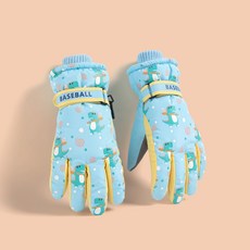 MJ21 따뜻한 아동용 캐릭터 스키장갑 C3370, 하늘색, 1개