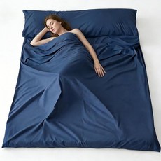 WIND 윈드 Tour 침낭 라이너 성인용 수면 주머니 경량 휴대용 여행 시트 호텔용 더블 캠핑 배낭여행 (더블 네이비 블루) 141172, 더블, 네이비 블루