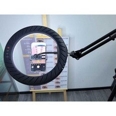 【NIKA】10吋專用LED美容燈 紋繡燈 放大鏡燈 美甲 美睫紋眉落地燈 110V照臉 霧眉紋身 工作燈 檯燈 立燈, 10吋黑色冷光燈帶手機夾款