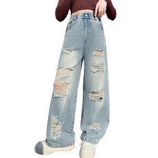 삐삐네옷가게 여아 주니어 하이틴 데미지 와이드 팬츠