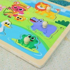 나우케이 아기원목교구 꼭지퍼즐 동물