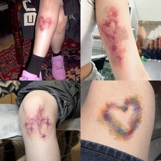 리얼 멍느낌 하트별 패션 타투스티커 방수, 1세트, A+B+C+D 디자인