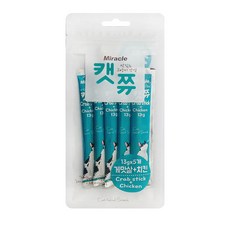 미라클 캣쮸 (13g X 5개) 6종 소고기 치킨 참치 도미 연어 고양이간식, 게맛살 + 치킨 혼합맛, 13g, 1개